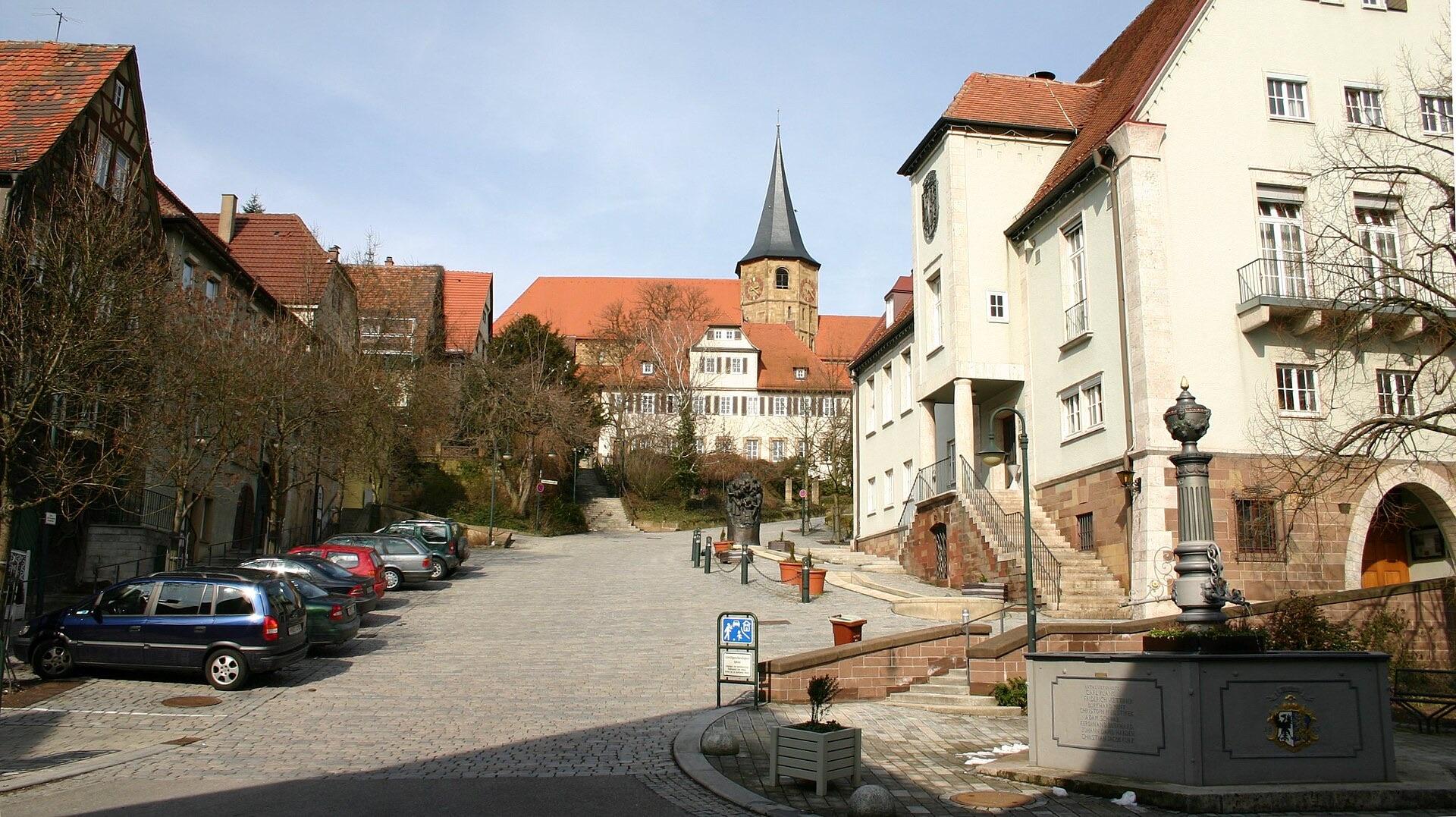 Weinsberger Marktplatz, Treffpunkt der Führung Keltern und Keller
